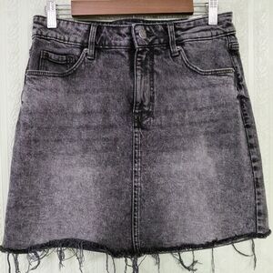OLD NAVY womens 8 Charcoal Denim Mini Skirt Fringe Grunge